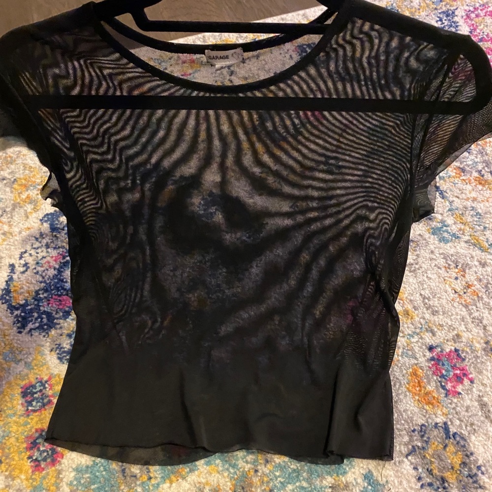 Garage Black Mesh Crop Top